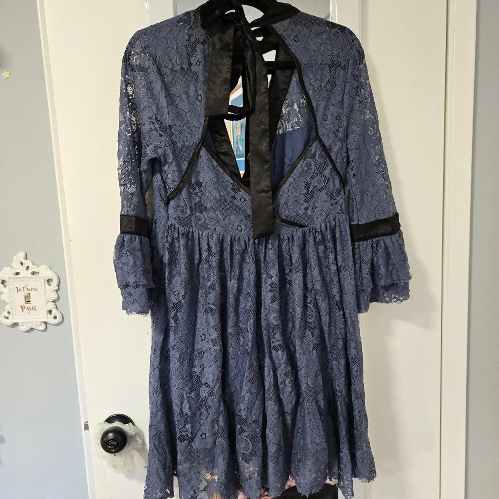 Free People Dark Blue Gilded lace dress